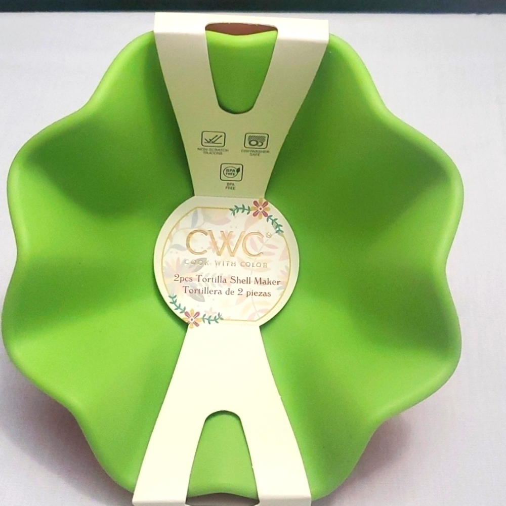 2 Non-stick Fluted Tortilla Shell Maker (1 Green, 1 Pink)